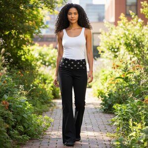 So Low | Black/Silver Zip Hoodie & Flare Pants Set | Size S/M